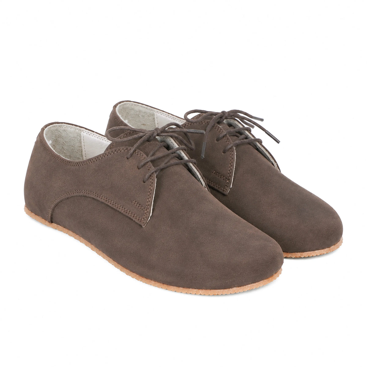 Nubuck Barefoot Oxford Shoes – Rubber Sole – Smoked