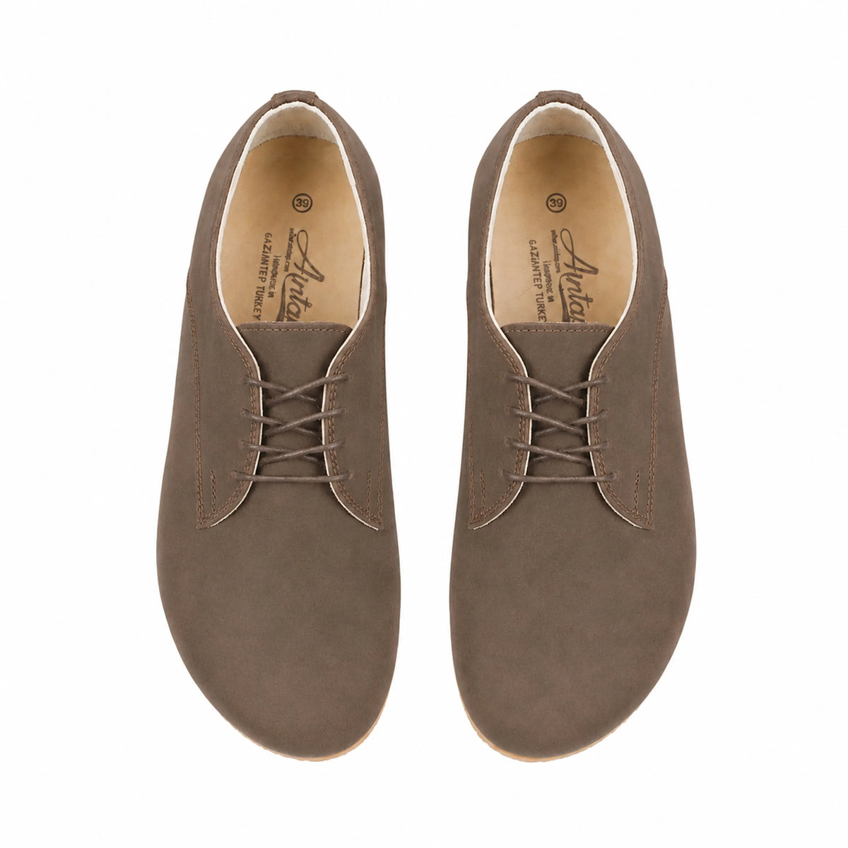 Nubuck Barefoot Oxford Shoes — Leather Sole – Smoked