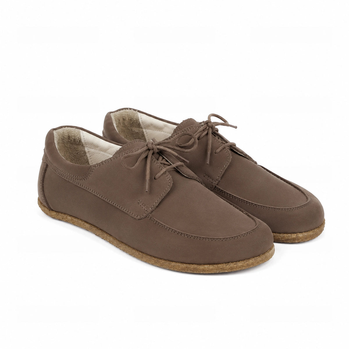 Nubuck Barefoot Laces Penny Loafer Shoes – Classic Sole — Leather Sole – Smoked