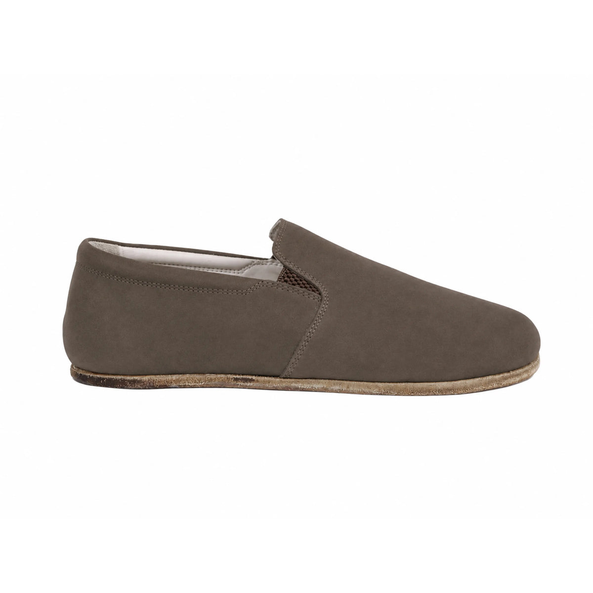 Nubuck Barefoot Slip-On Shoes – Classic Sole — Leather Sole – Smoked