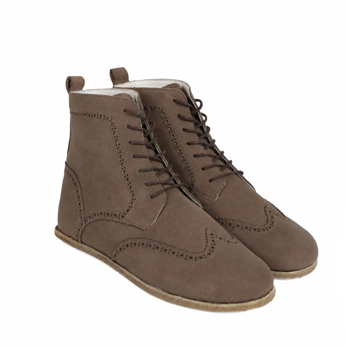 Nubuck Barefoot Moccasin Boots Shoes – Classic Sole — Leather Sole – Smoked