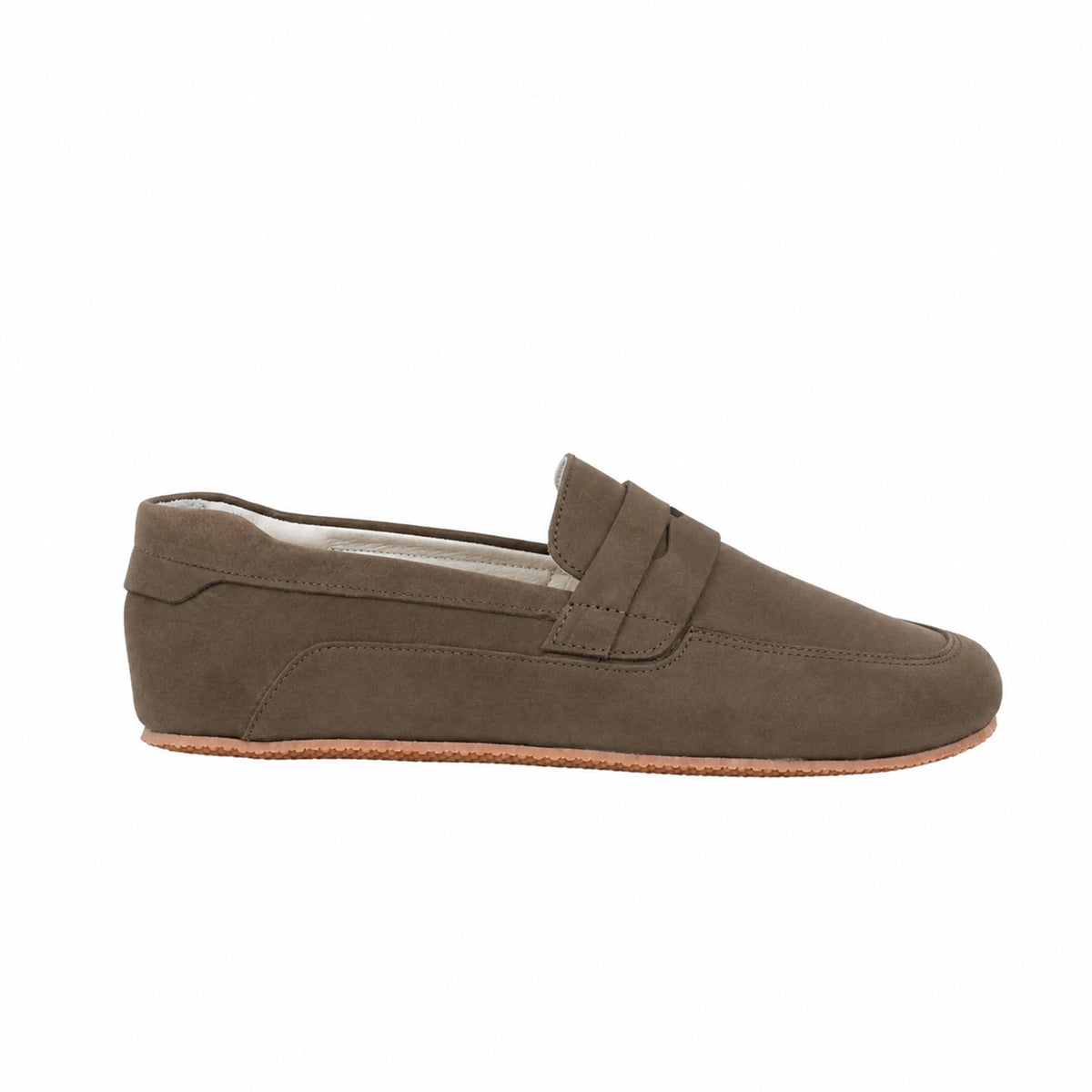 Nubuck Barefoot Penny Loafer Shoes – Rubber Sole – Smoked