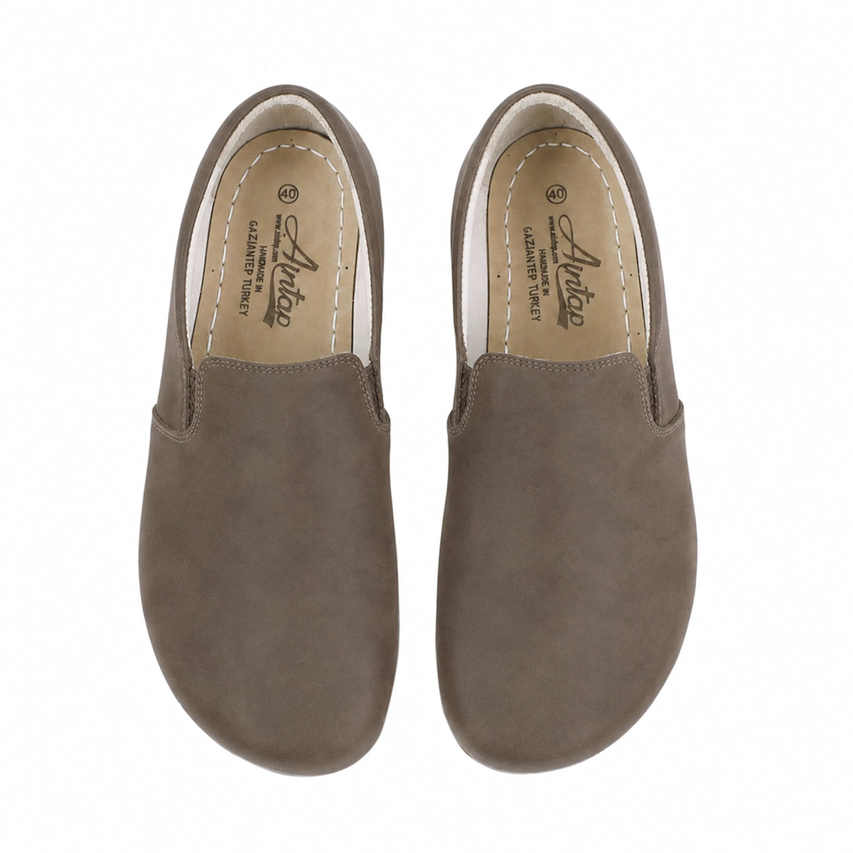 Nubuck Barefoot Slip-On Shoes – Rubber Sole – Smoked