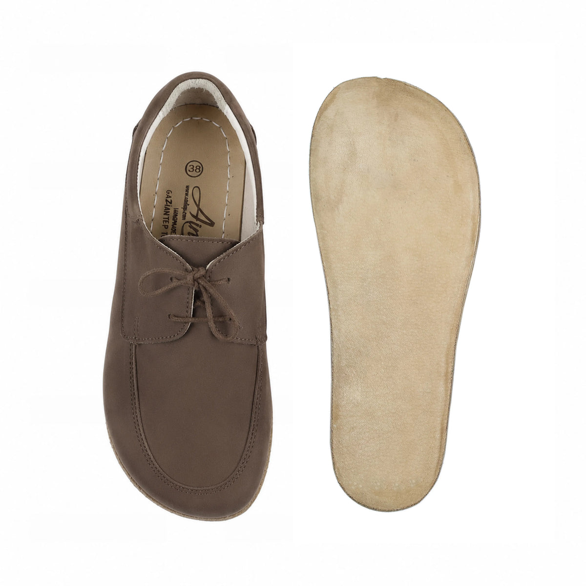 Nubuck Barefoot Laces Penny Loafer Shoes – Classic Sole — Leather Sole – Smoked