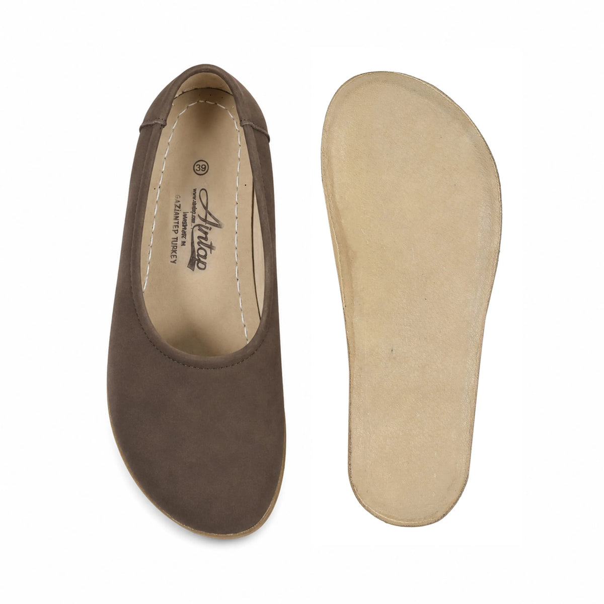 Nubuck Barefoot Ballet Shoes – Classic Sole — Leather Sole – Smoked