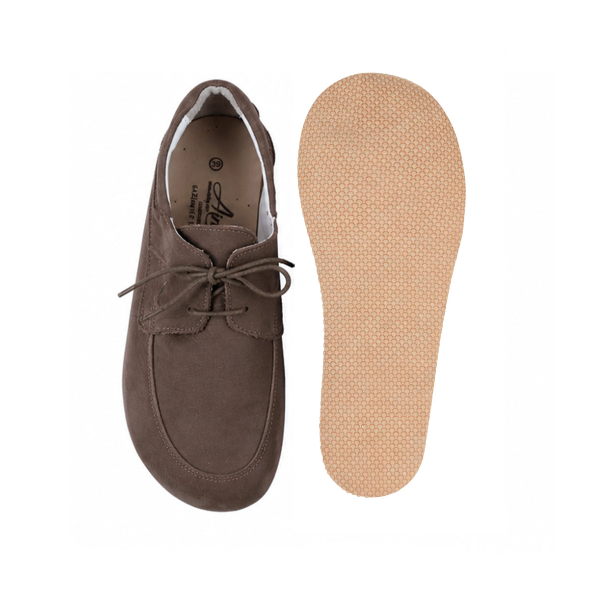Nubuck Barefoot Laces Penny Loafer Shoes – Rubber Sole – Smoked