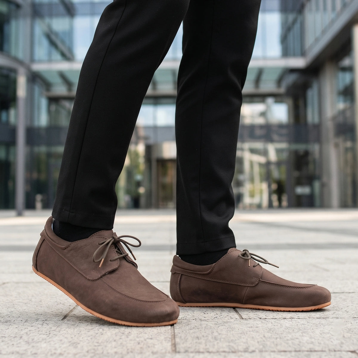 Nubuck Barefoot Laces Penny Loafer Shoes – Rubber Sole – Smoked