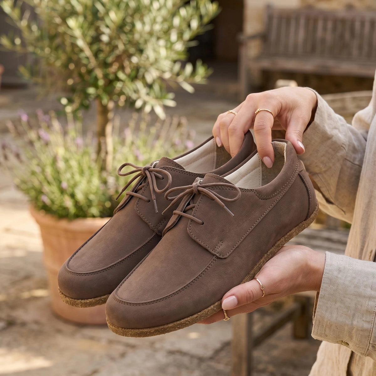 Nubuck Barefoot Laces Penny Loafer Shoes – Classic Sole — Leather Sole – Smoked