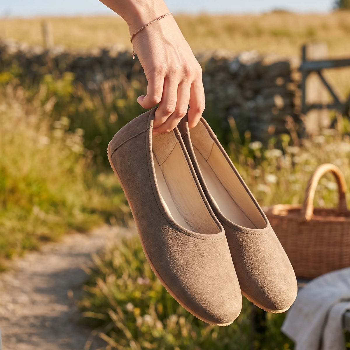 Nubuck Barefoot Ballet Shoes – Rubber Sole – Smoked