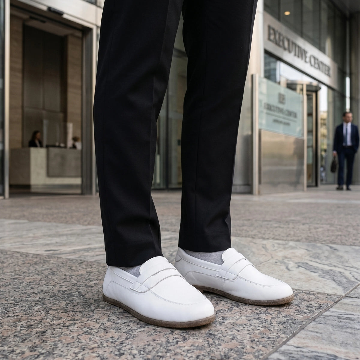 Smooth Barefoot Penny Loafer Shoes – Classic Sole — Leather Sole – White