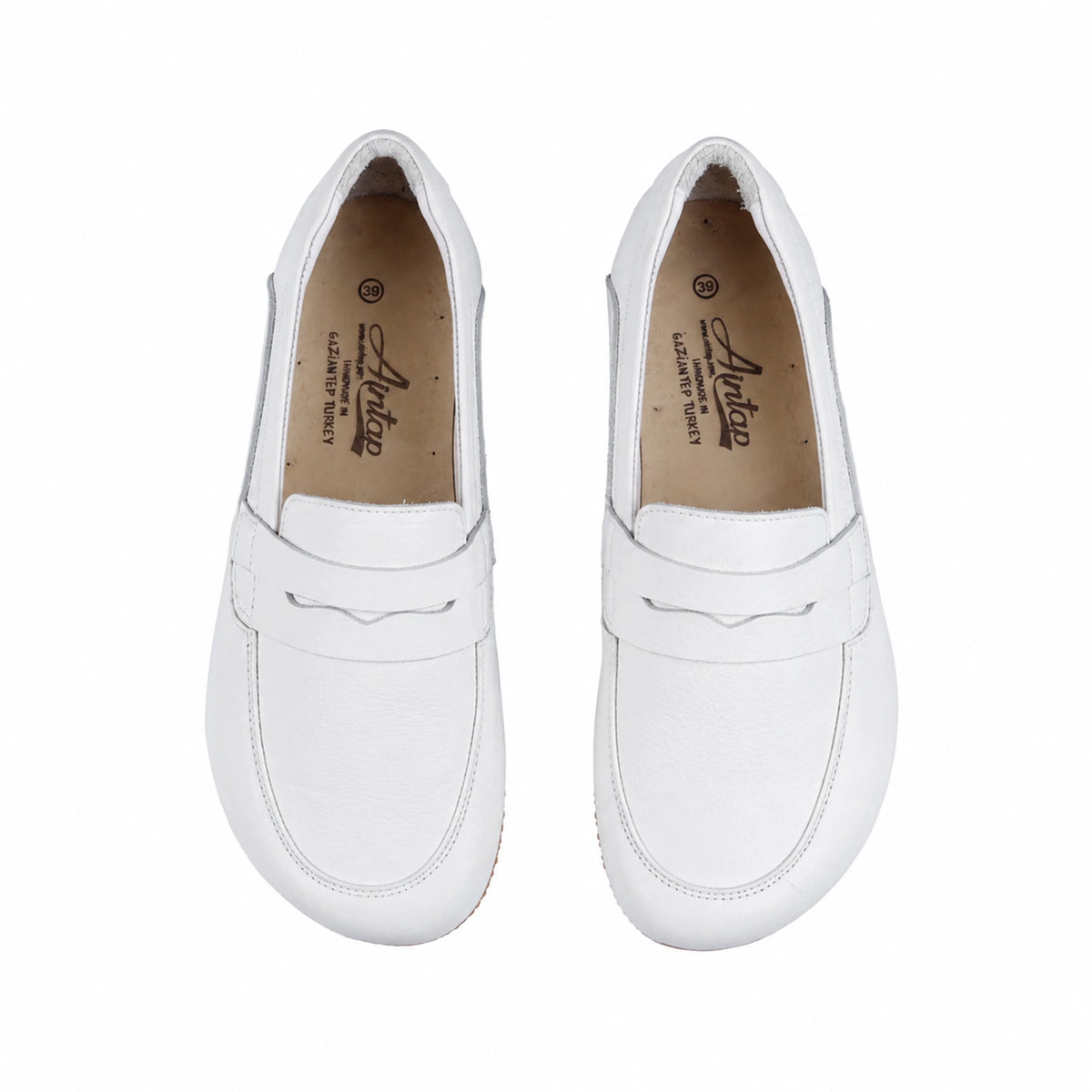 Smooth Barefoot Penny Loafer Shoes – Rubber Sole – White