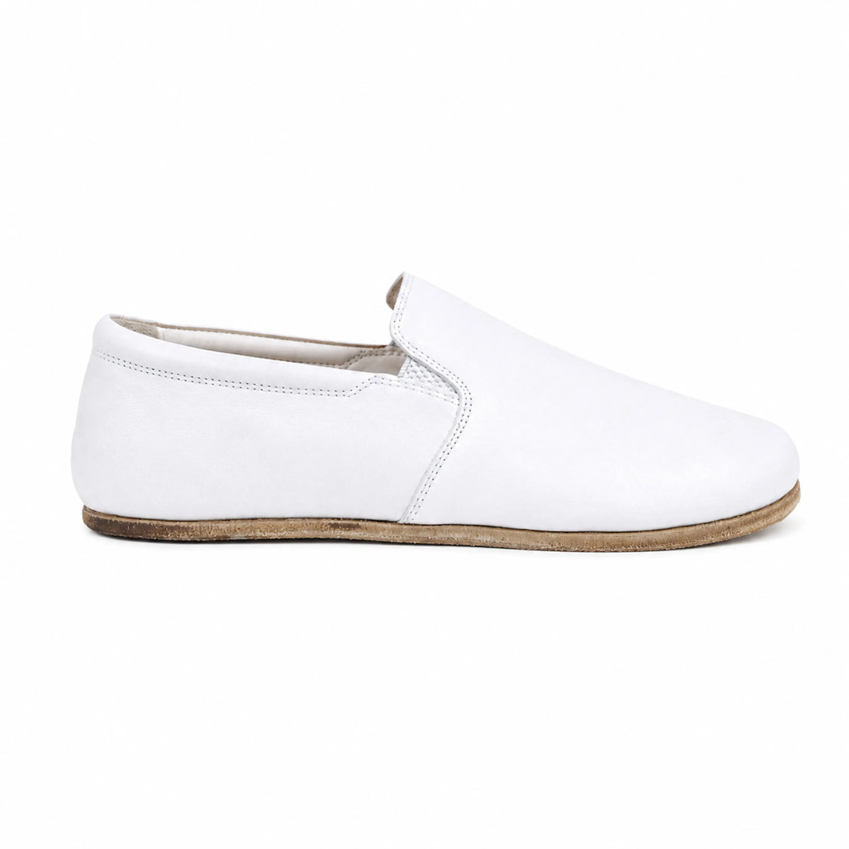 Smooth Barefoot Slip-On Shoes – Classic Sole — Leather Sole – White