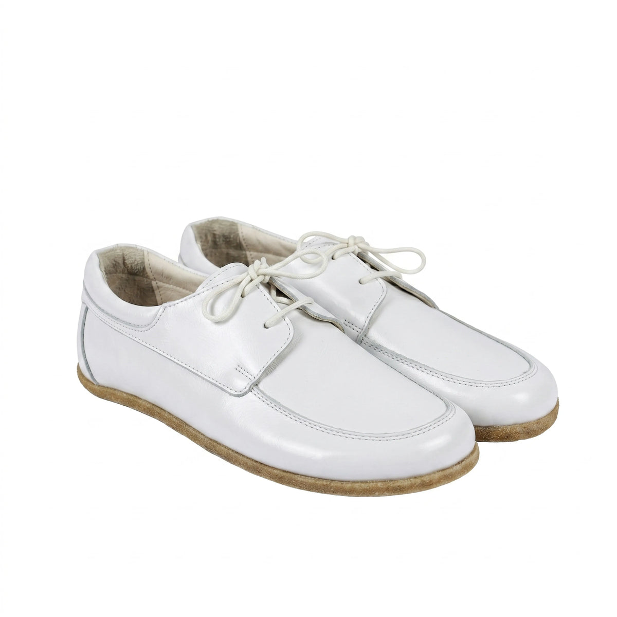 Smooth Barefoot Laces Penny Loafer Shoes – Classic Sole — Leather Sole – White