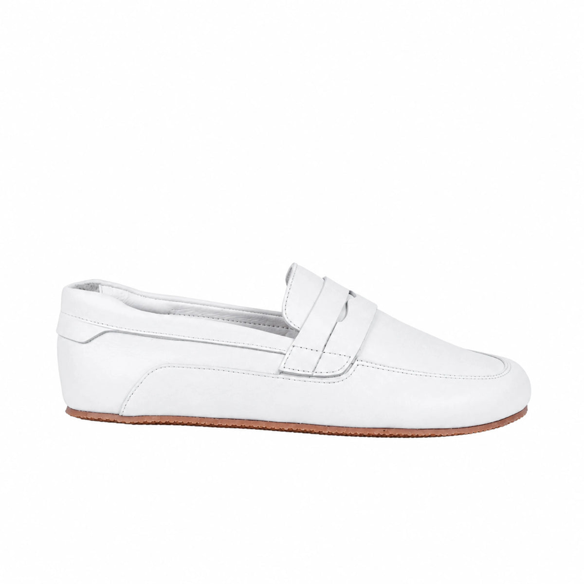 Smooth Barefoot Penny Loafer Shoes – Rubber Sole – White