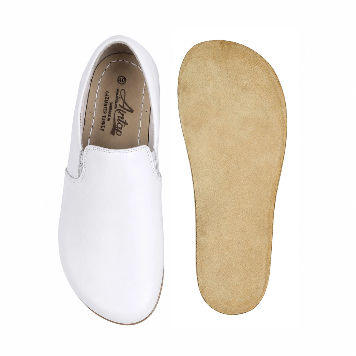 Smooth Barefoot Slip-On Shoes – Classic Sole — Leather Sole – White