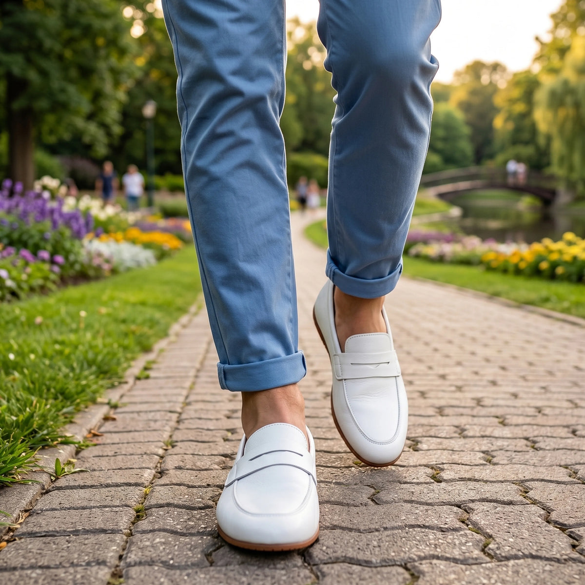 Smooth Barefoot Penny Loafer Shoes – Rubber Sole – White