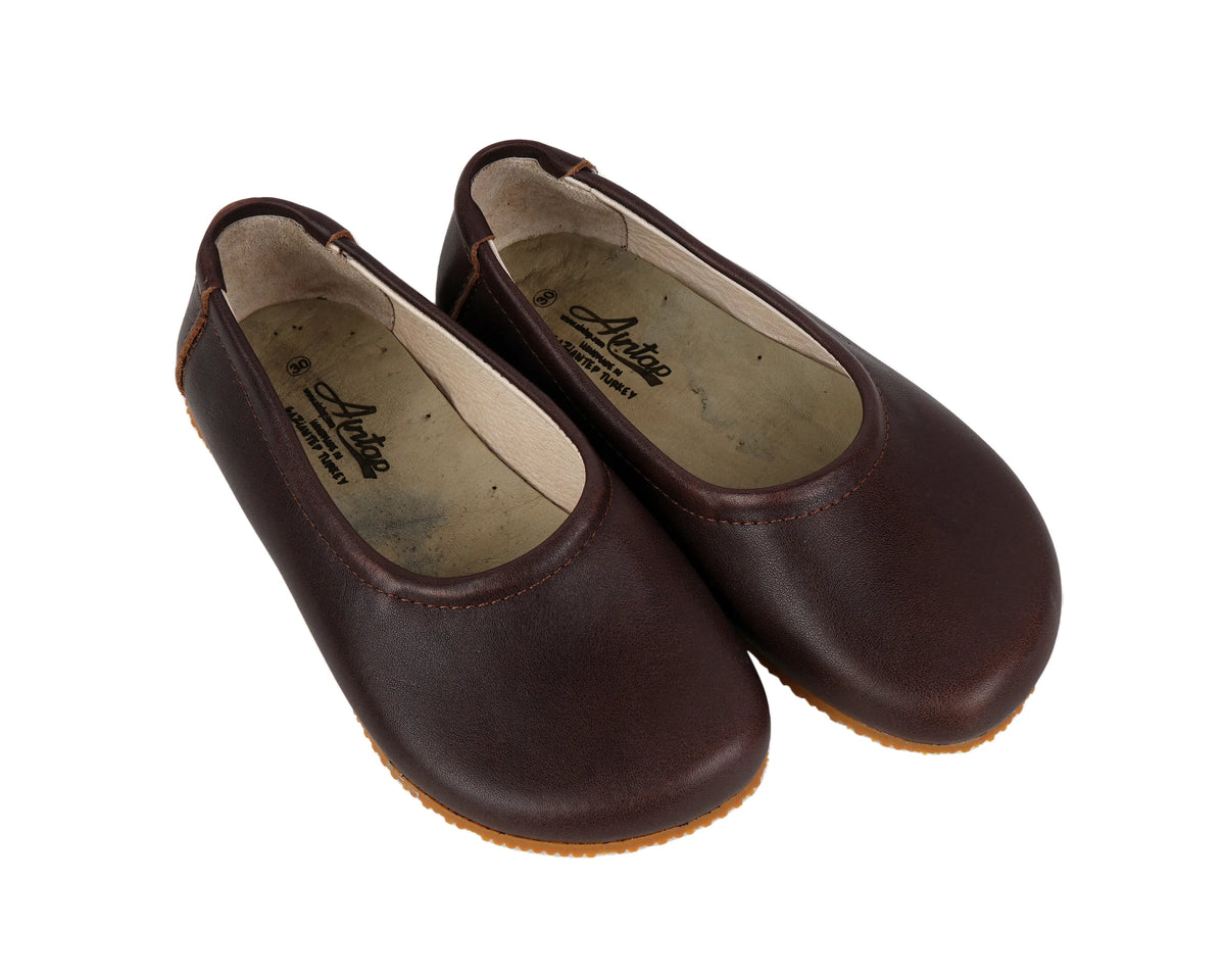 Smooth Barefoot Ballet Shoes – Rubber Sole – Dark Brown