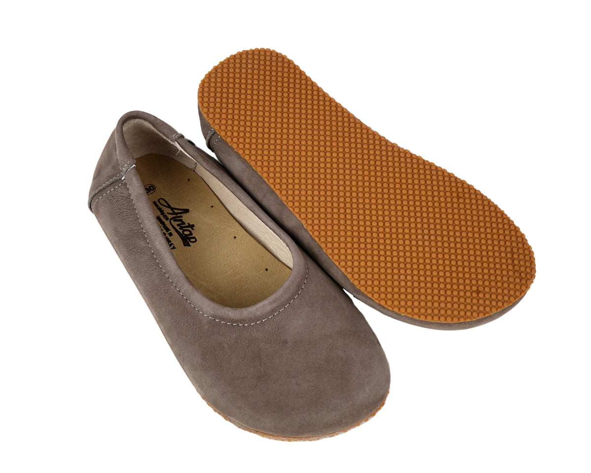 Nubuck Barefoot Ballet Shoes – Rubber Sole – Smoked