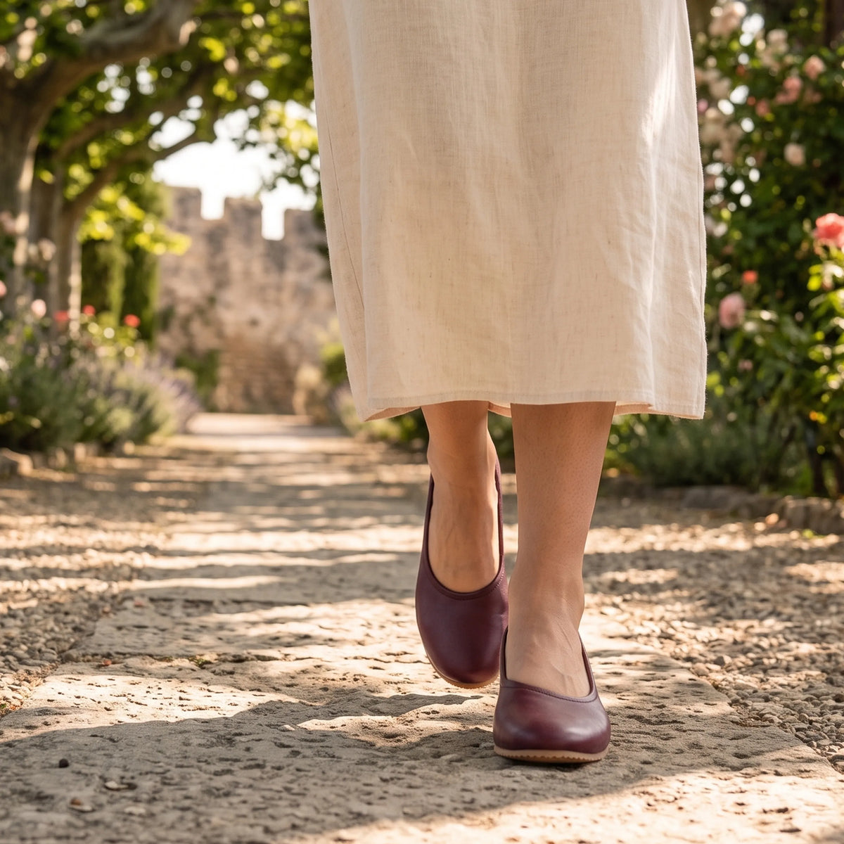 Smooth Barefoot Ballet Shoes – Rubber Sole – Burgundy