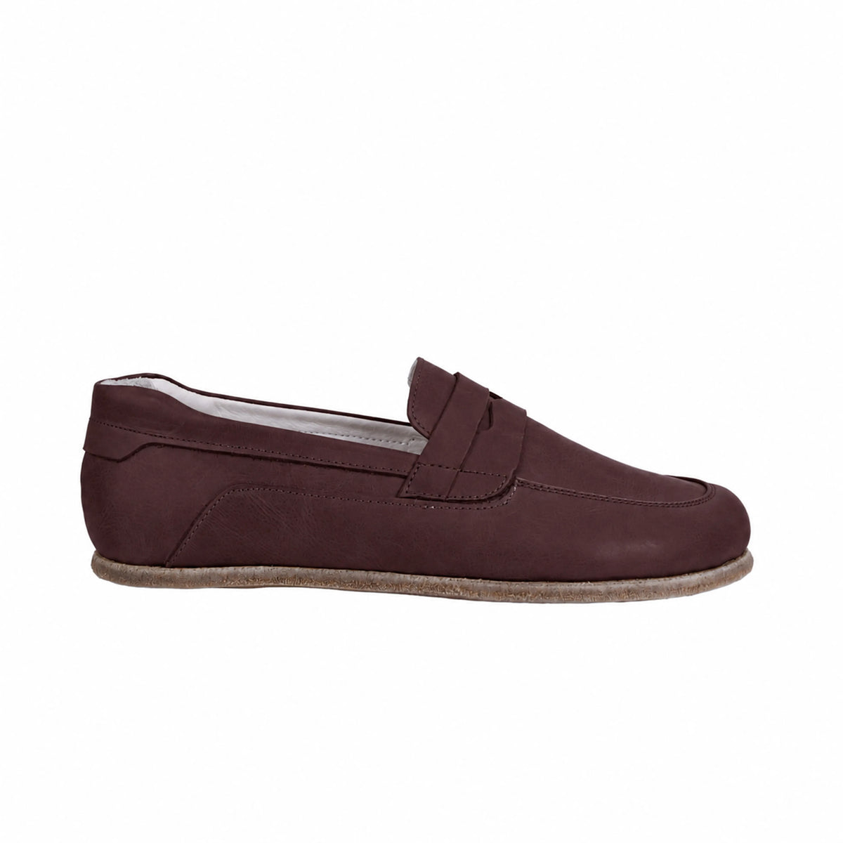 Smooth Barefoot Penny Loafer Shoes – Classic Sole — Leather Sole – Burgundy
