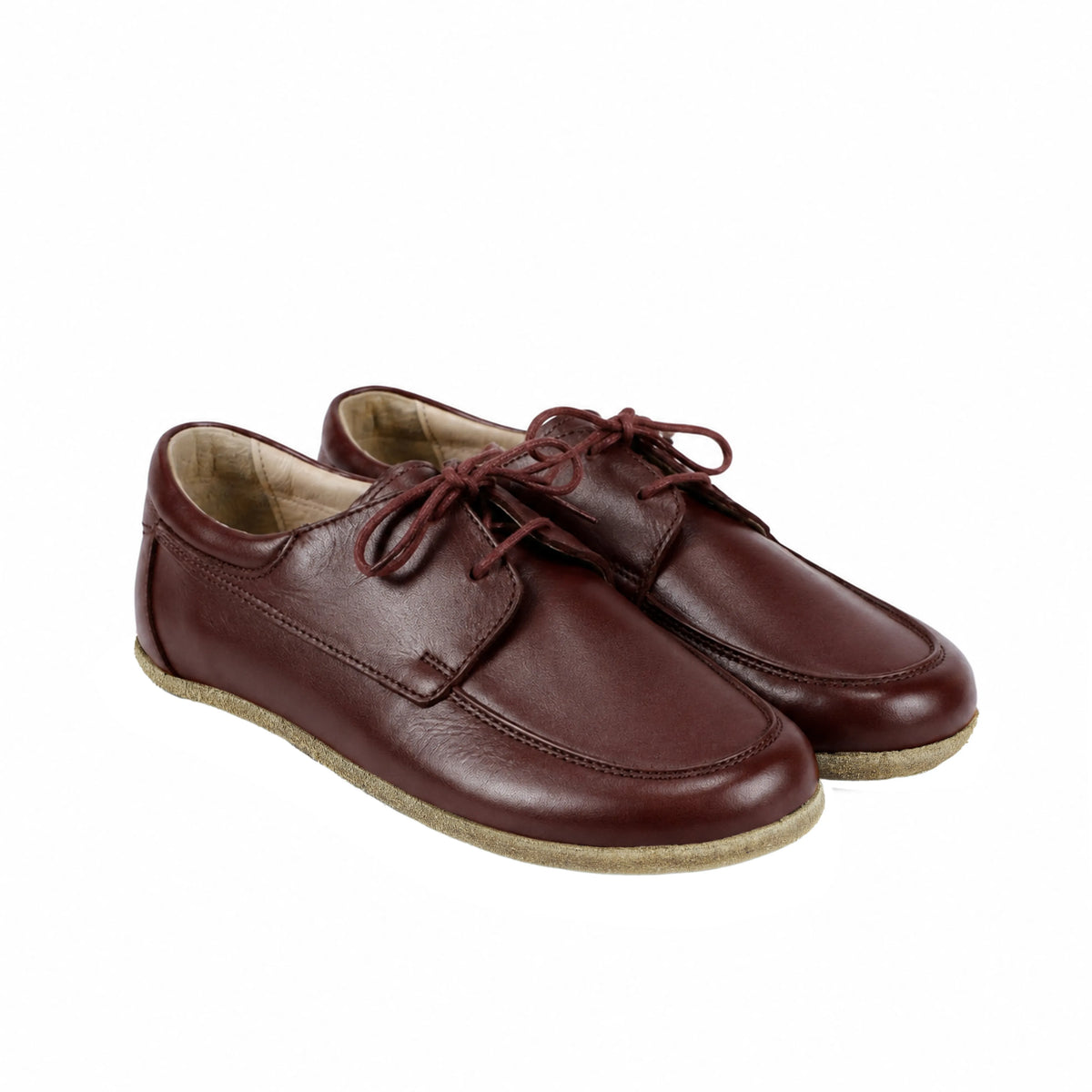 Smooth Barefoot Laces Penny Loafer Shoes – Classic Sole — Leather Sole – Burgundy