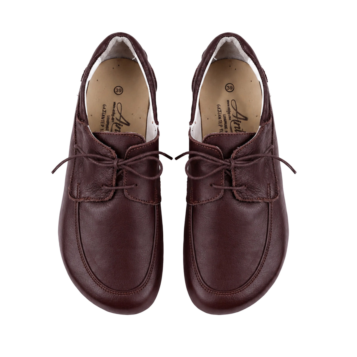 Smooth Barefoot Laces Penny Loafer Shoes – Rubber Sole – Burgundy