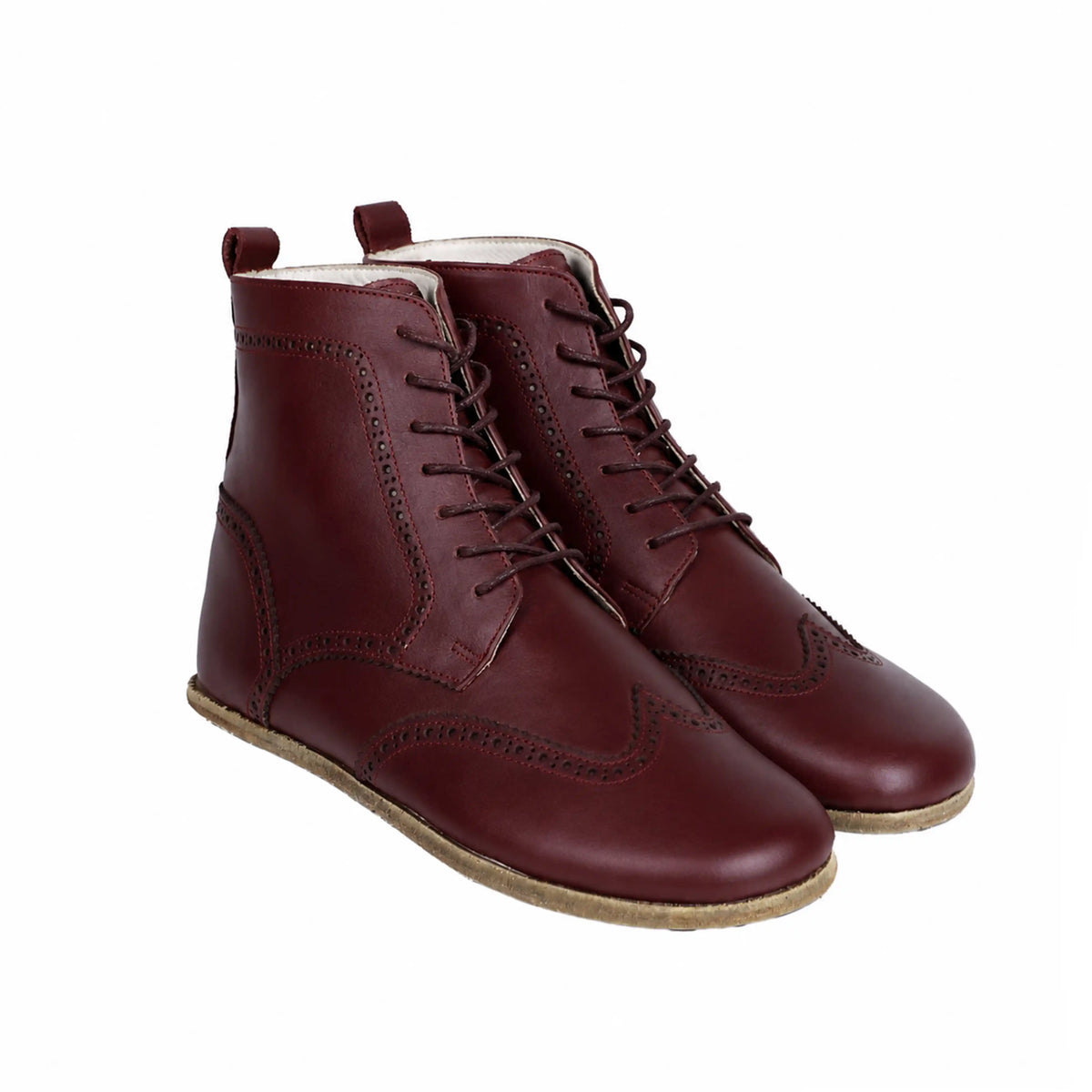 Smooth Barefoot Moccasin Boots Shoes – Classic Sole — Leather Sole – Burgundy