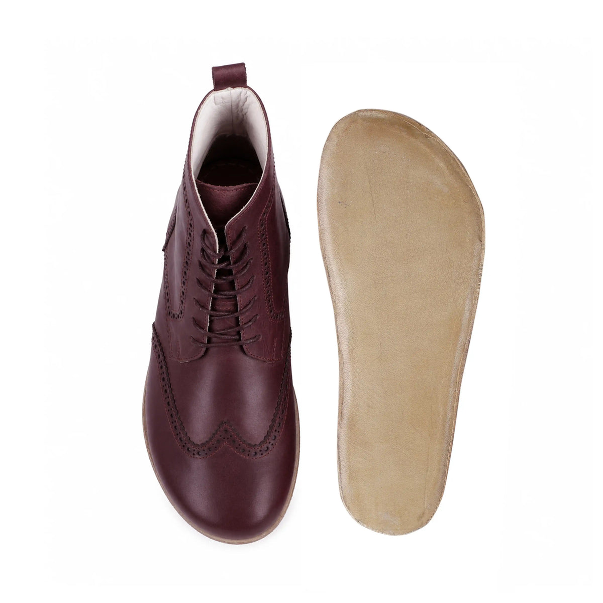 Smooth Barefoot Moccasin Boots Shoes – Classic Sole — Leather Sole – Burgundy