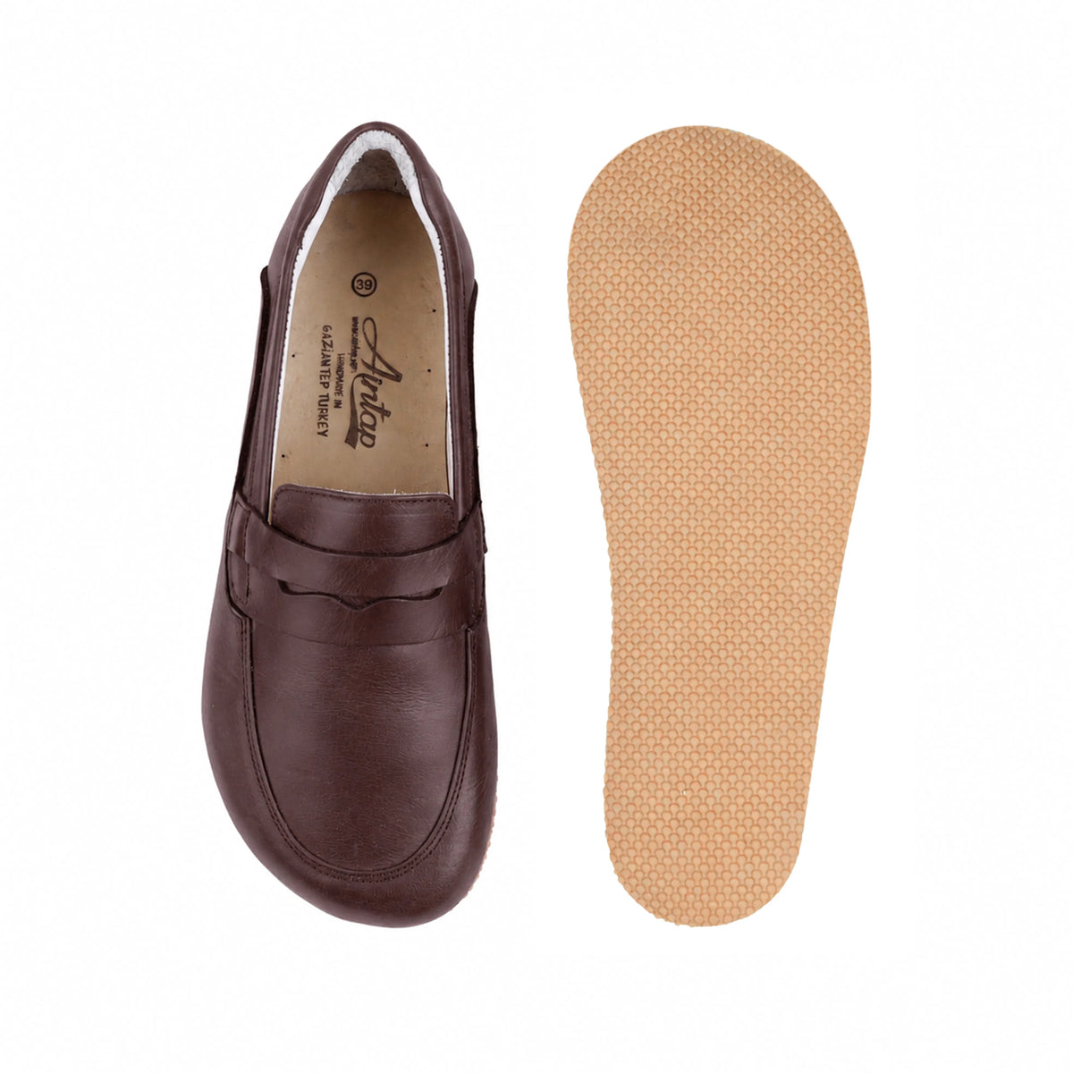 Smooth Barefoot Penny Loafer Shoes – Rubber Sole – Burgundy