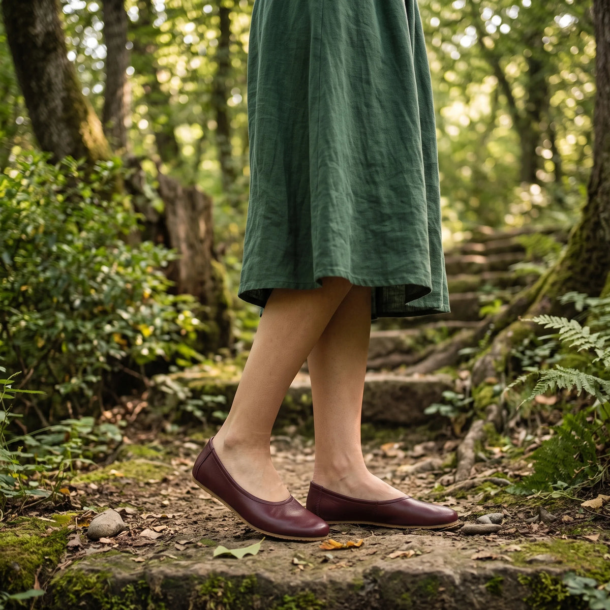Smooth Barefoot Ballet Shoes – Rubber Sole – Burgundy