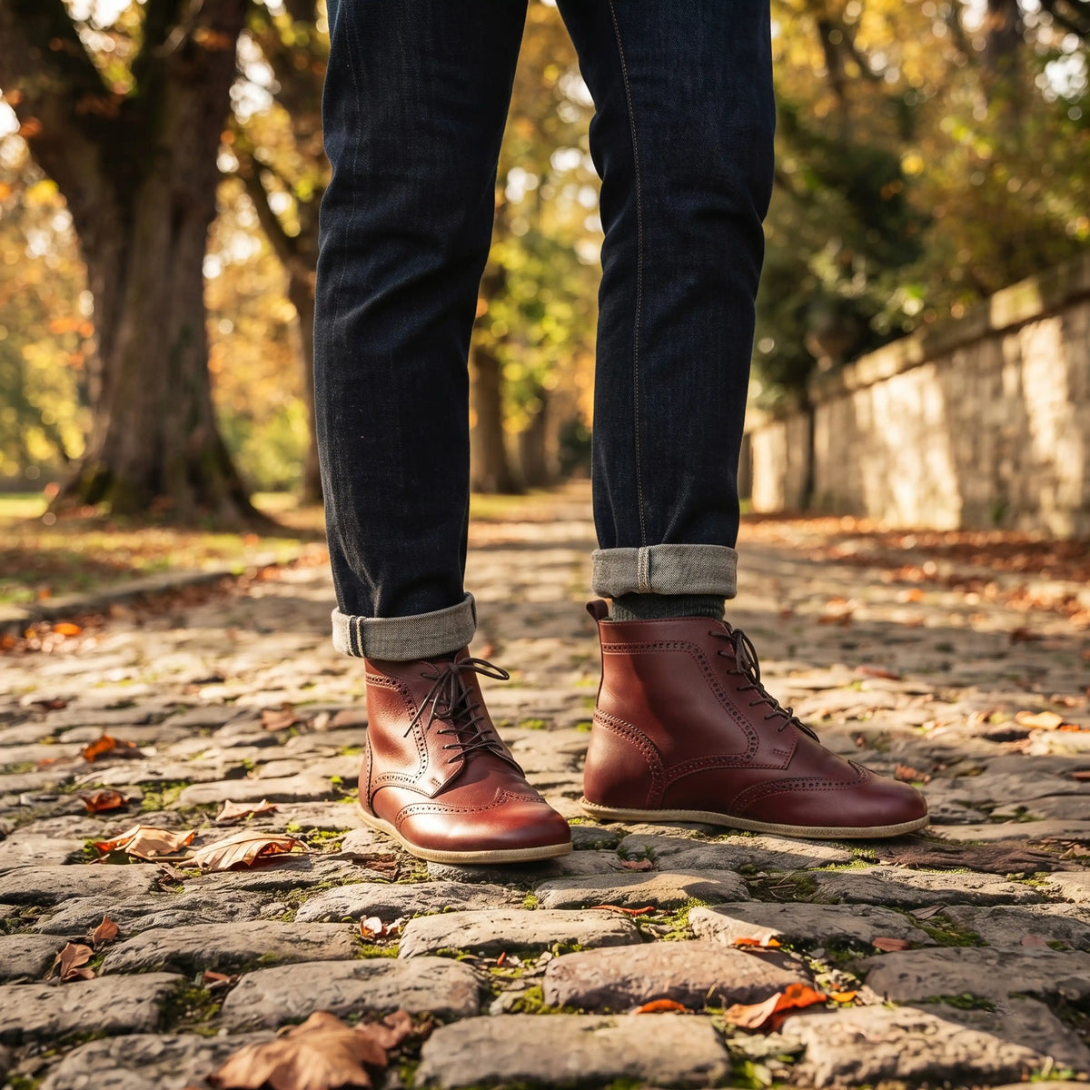 Smooth Barefoot Moccasin Boots Shoes – Classic Sole — Leather Sole – Burgundy