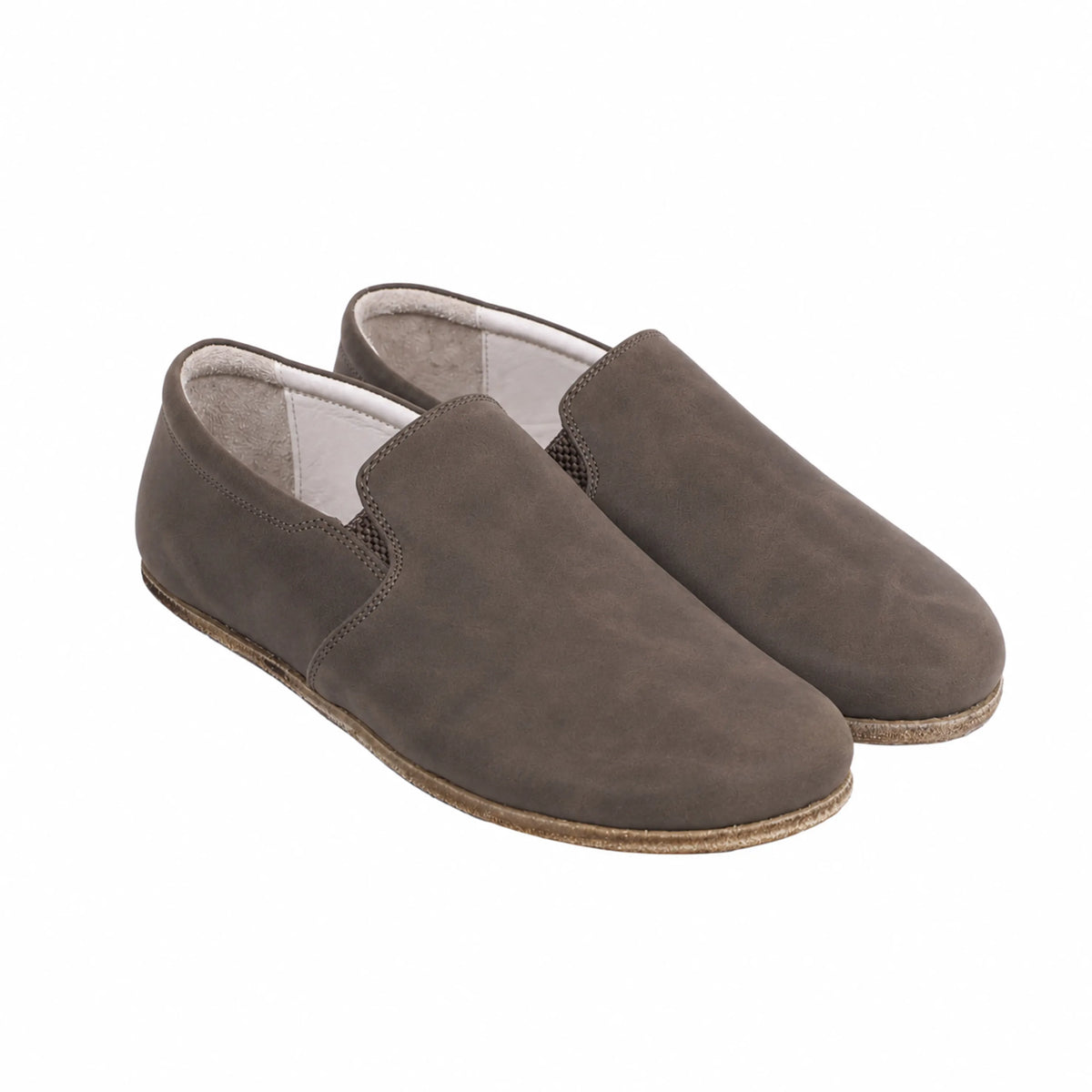 Crazy Barefoot Slip-On Shoes – Classic Sole — Leather Sole – Beige Bizon