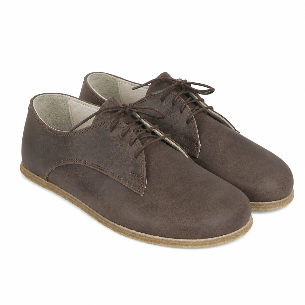 Crazy Barefoot Oxford Shoes – Classic Sole — Leather Sole – Beige Bizon