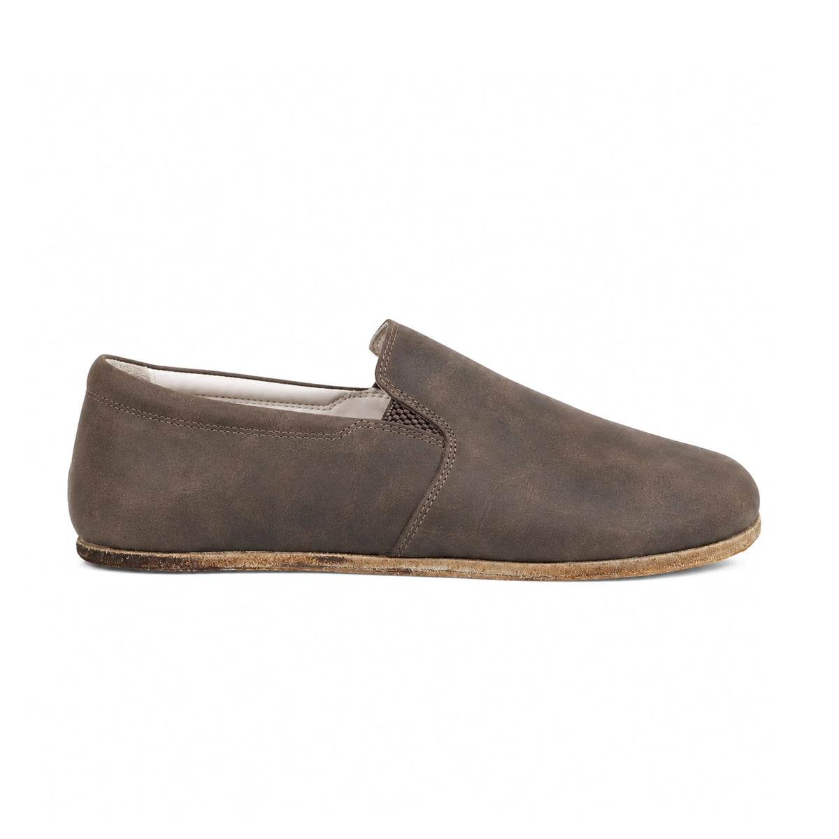 Crazy Barefoot Slip-On Shoes – Classic Sole — Leather Sole – Beige Bizon