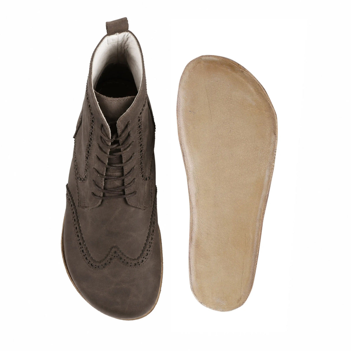 Crazy Barefoot Moccasin Boots Shoes – Classic Sole — Leather Sole – Beige Bizon