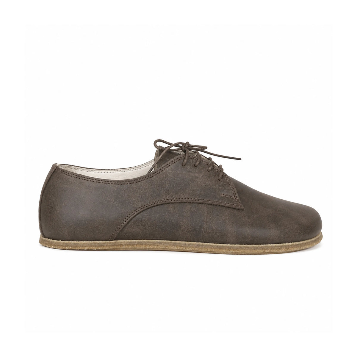 Crazy Barefoot Oxford Shoes – Classic Sole — Leather Sole – Beige Bizon