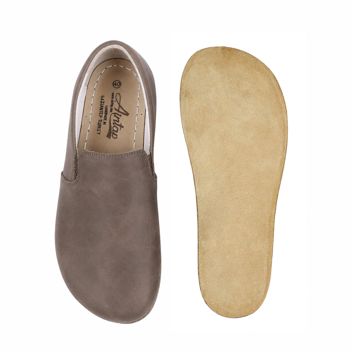 Crazy Barefoot Slip-On Shoes – Classic Sole — Leather Sole – Beige Bizon