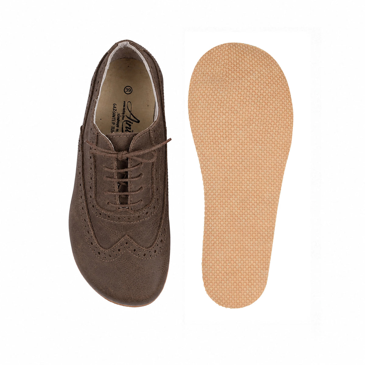 Crazy Barefoot Moccasin Shoes – Rubber Sole – Beige Bizon