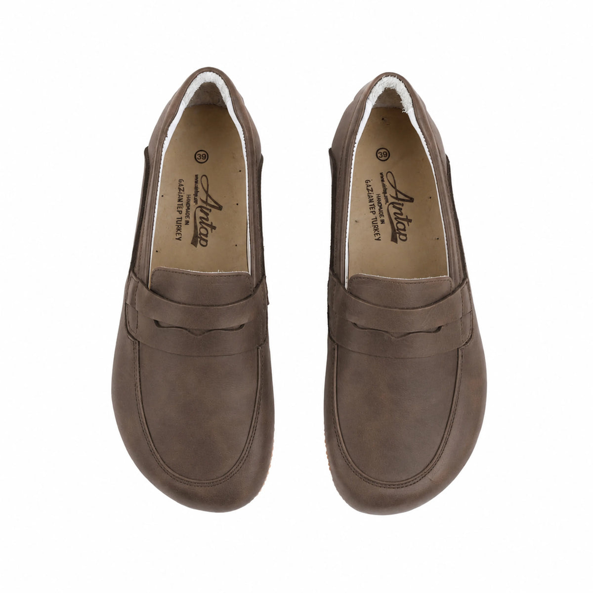 Crazy Barefoot Penny Loafer Shoes – Rubber Sole – Beige Bizon