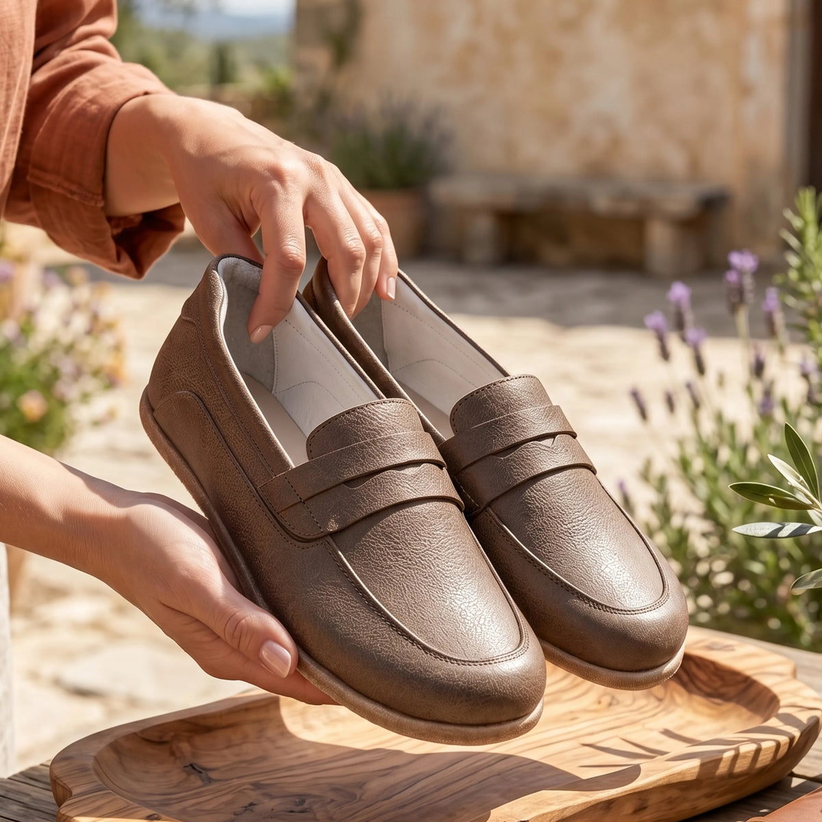 Crazy Barefoot Penny Loafer Shoes – Classic Sole — Leather Sole – Beige Bizon