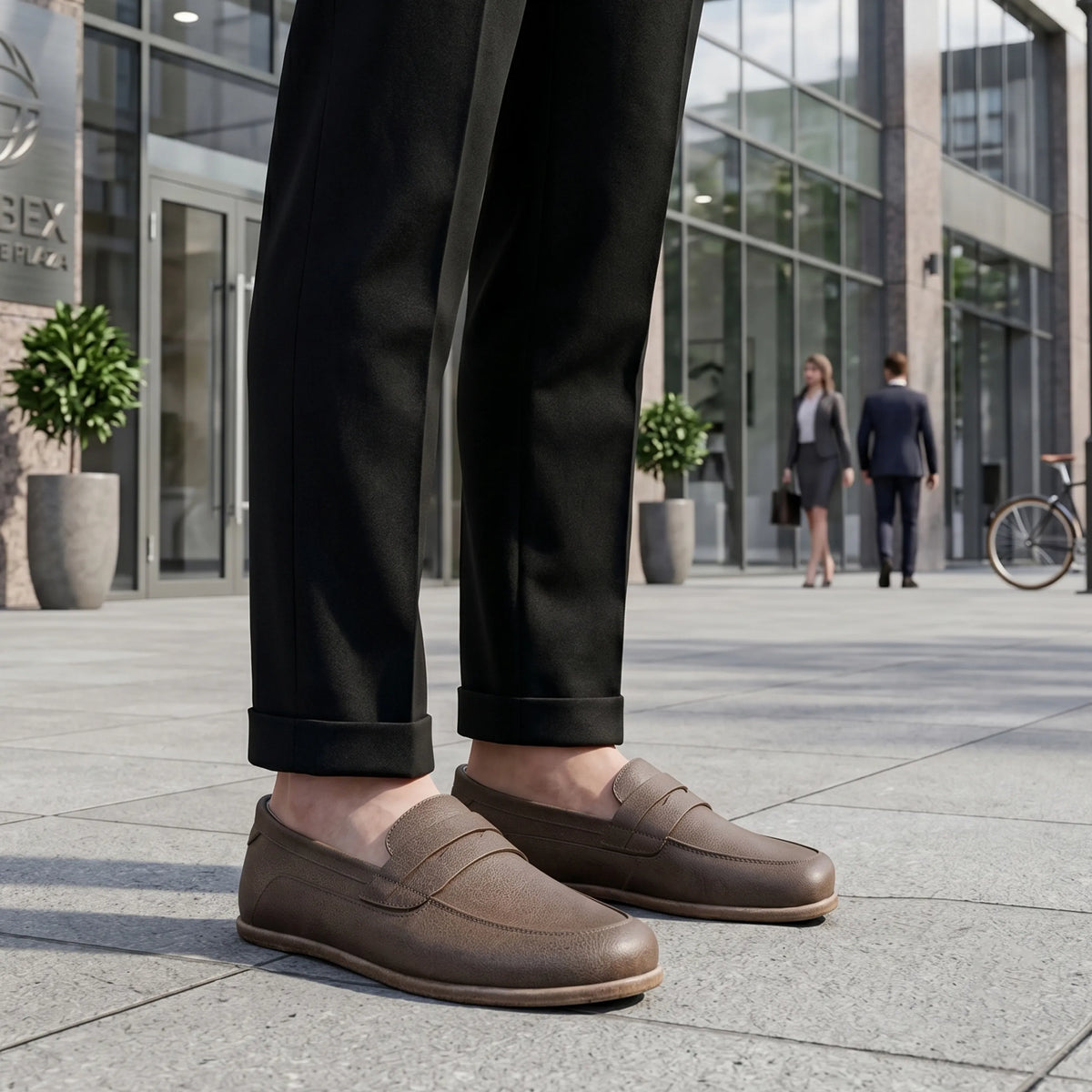 Crazy Barefoot Penny Loafer Shoes – Classic Sole — Leather Sole – Beige Bizon