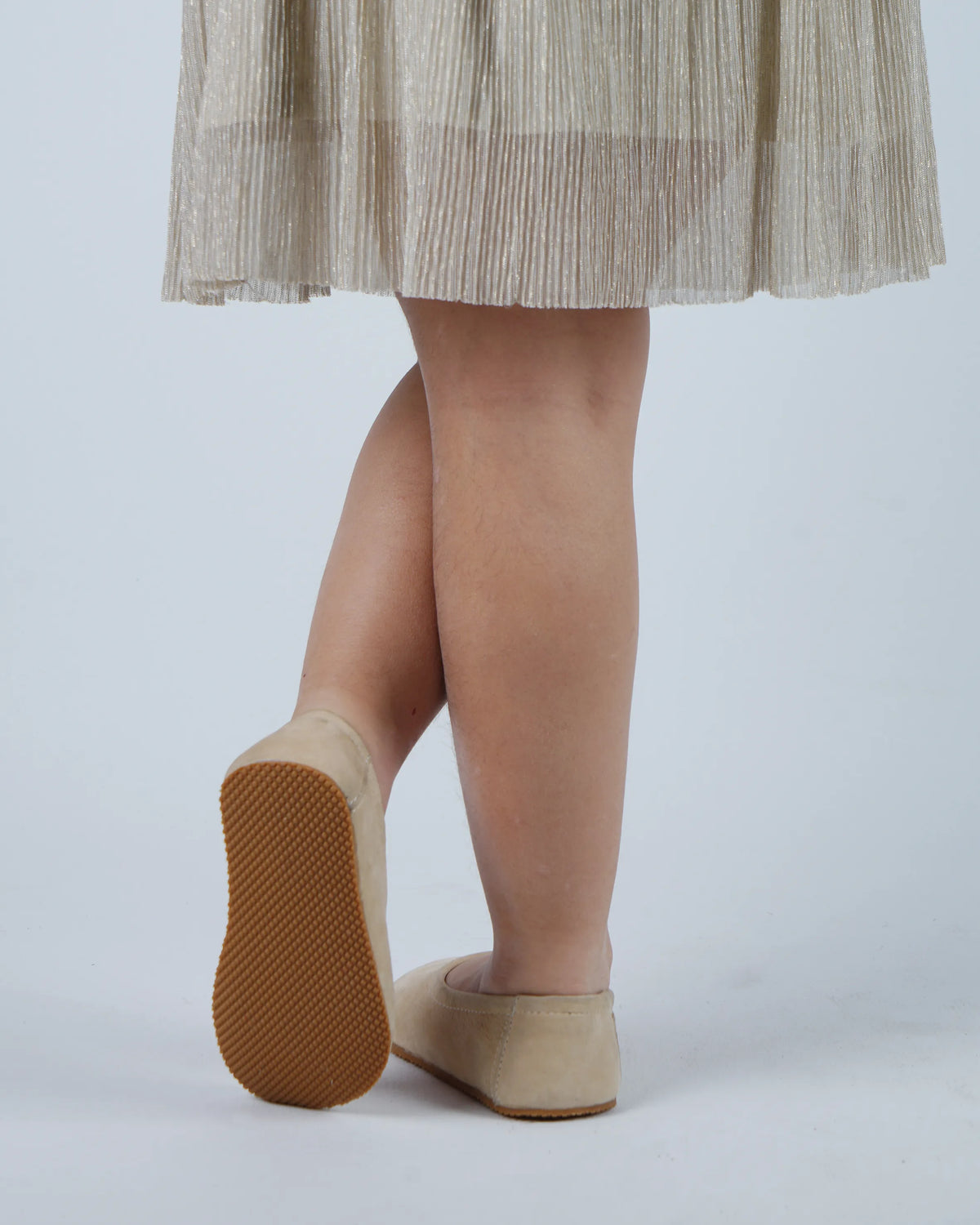 Nubuck Barefoot Ballet Shoes – Rubber Sole – Cream