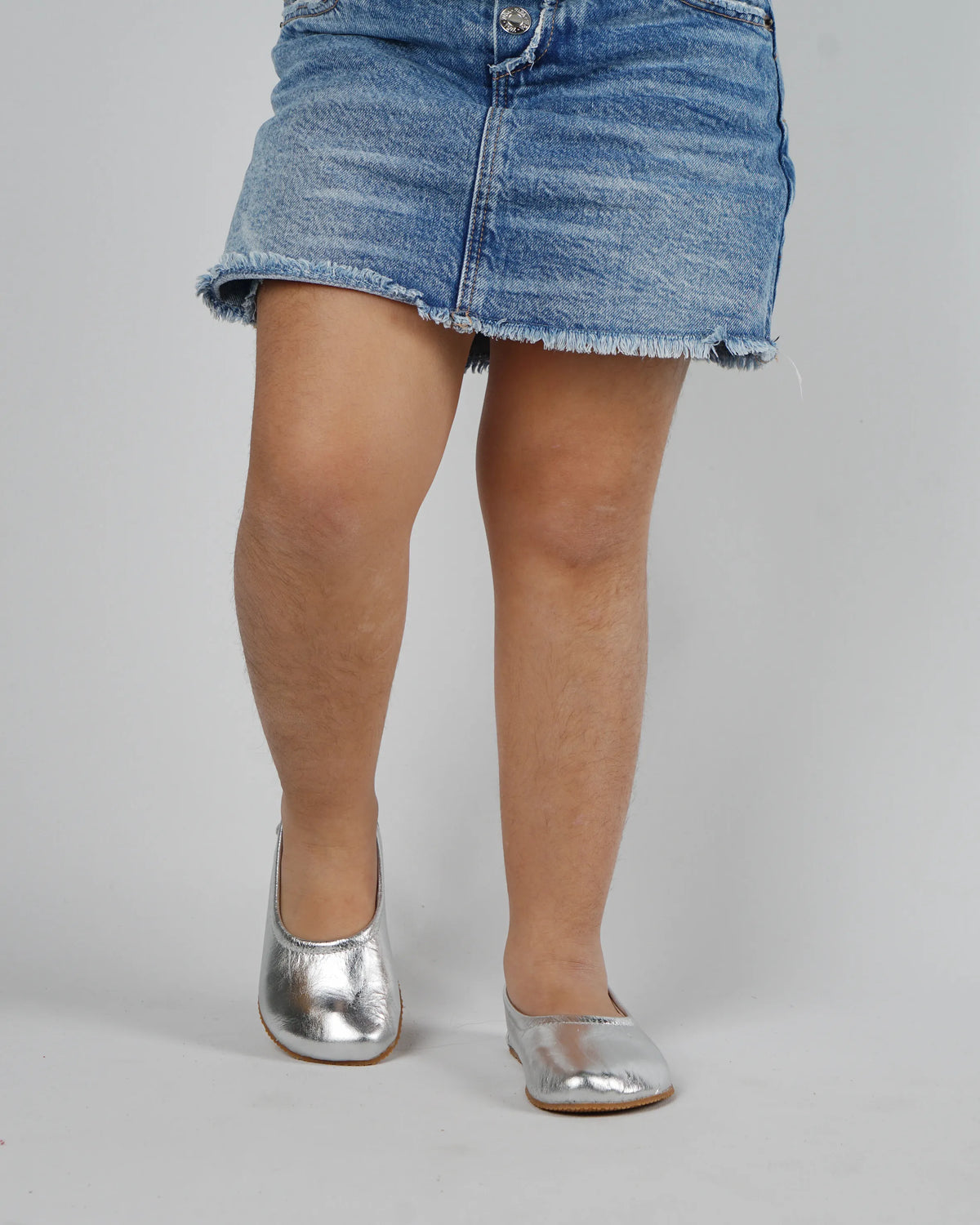 Bright Barefoot Ballet Shoes – Rubber Sole – Silver