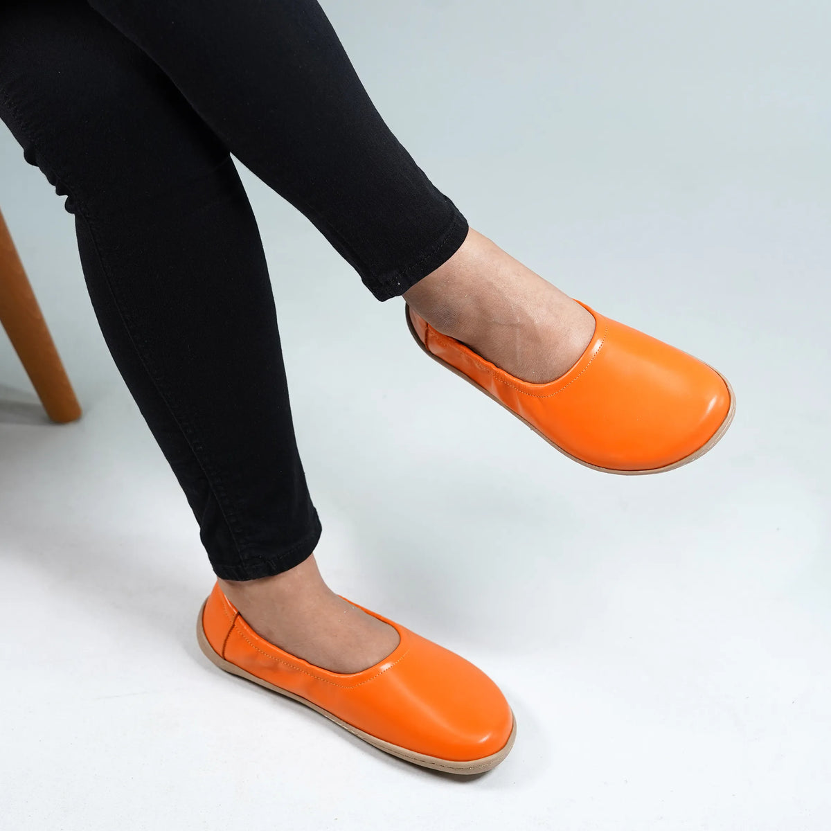 Smooth Barefoot Ballet Shoes –6 mm Rubber Sole – Orange