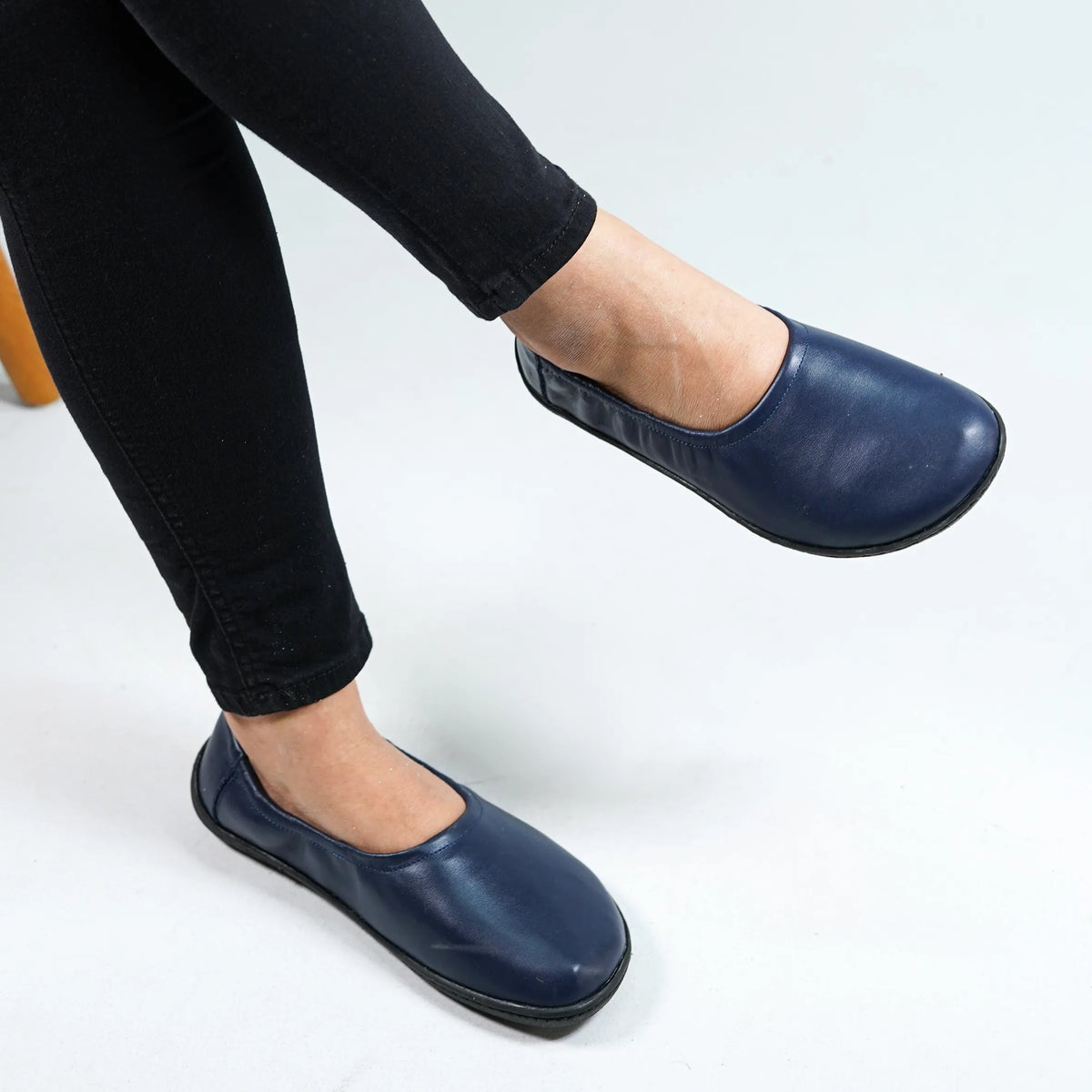 Smooth Barefoot Ballet Shoes –6 mm Rubber Sole – Navy Blue