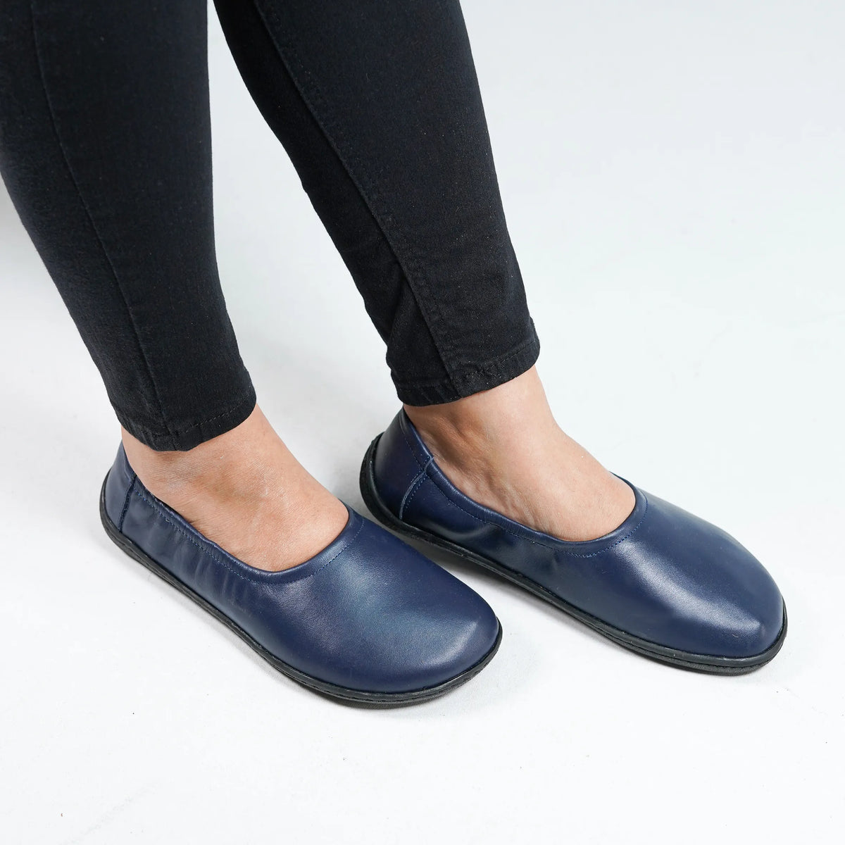 Smooth Barefoot Ballet Shoes –6 mm Rubber Sole – Navy Blue