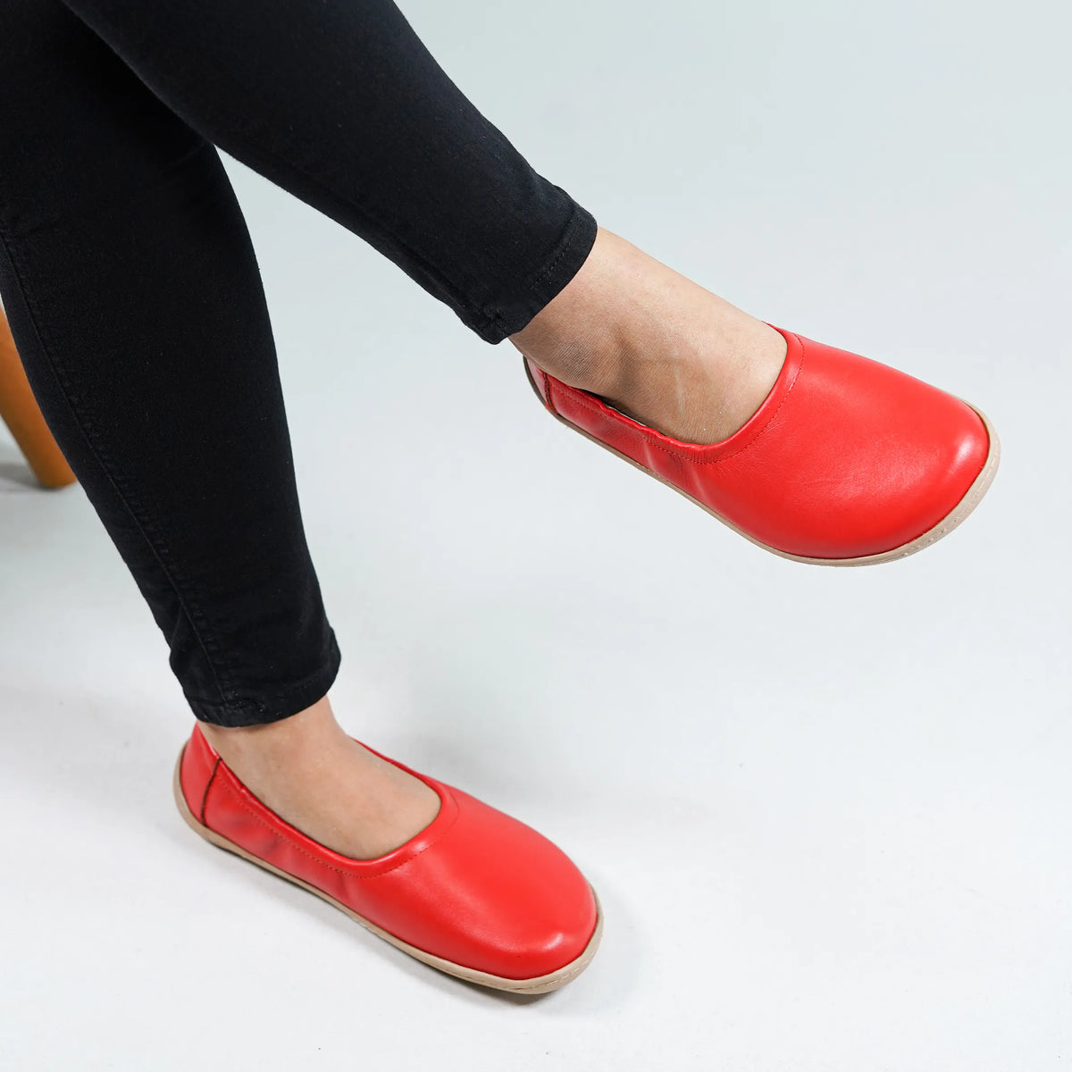 Smooth Barefoot Ballet Shoes –6 mm Rubber Sole – Red