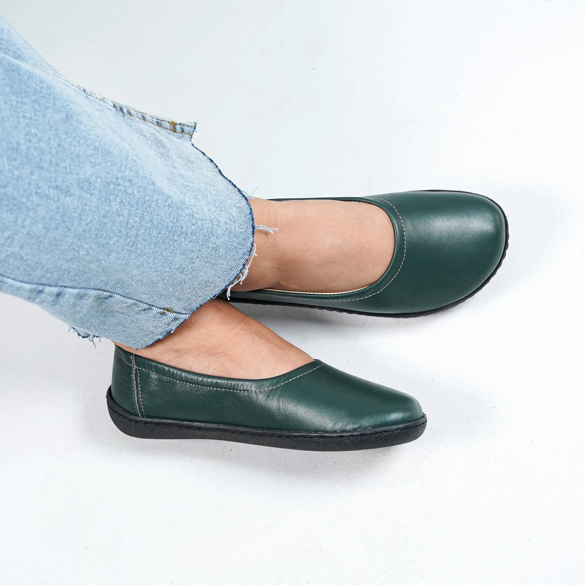 Smooth Barefoot Ballet Shoes –6 mm Rubber Sole – Green