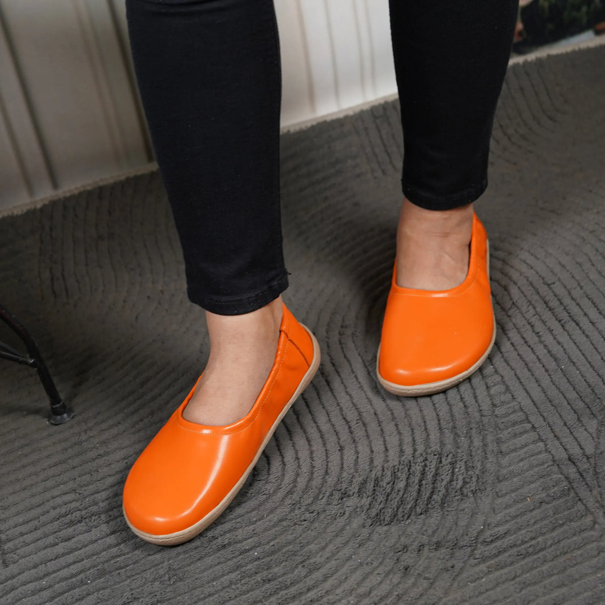Smooth Barefoot Ballet Shoes –6 mm Rubber Sole – Orange
