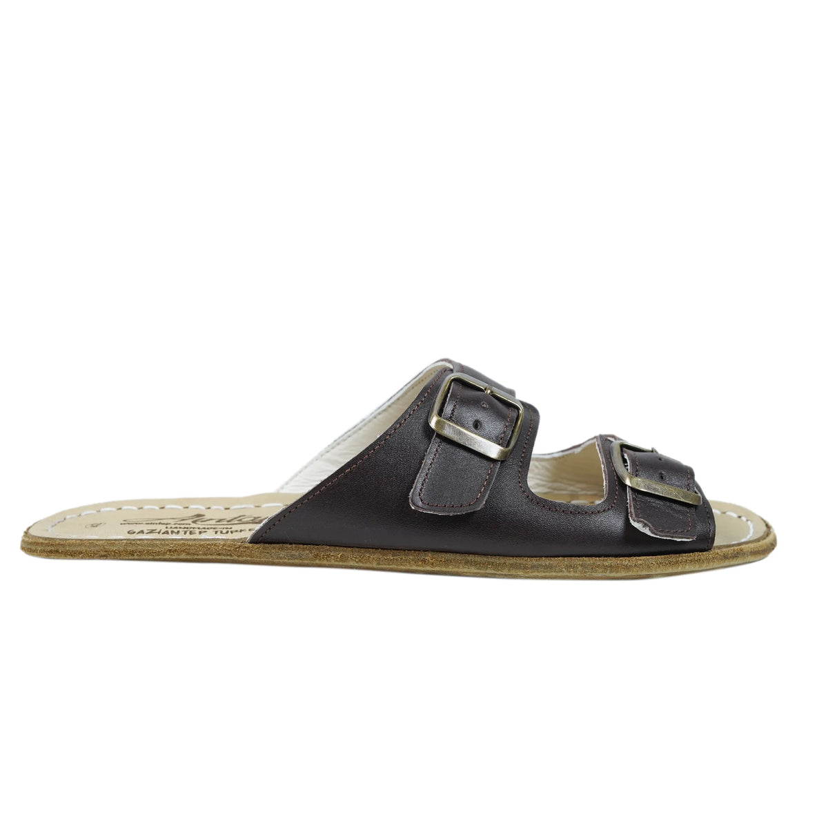 Smooth Barefoot Double Strap Sandals Shoes – Classic Sole — Leather Sole – Dark Brown